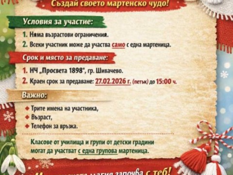 Конкурс за мартеници „Червено и бяло“ в Шивачево