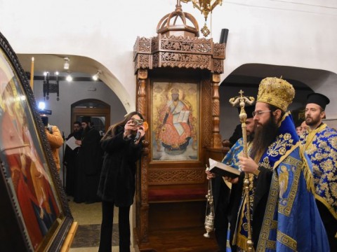 Посрещане на копието на Чудотворната Атонска икона "Света Богородица Скоропослушница" в Поморийския манастир